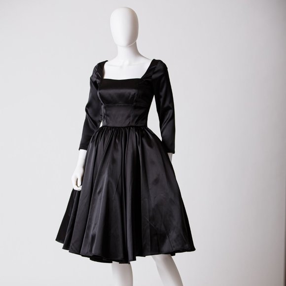 NWT Pinup Couture Black Satin Margaret dress - Picture 1 of 7